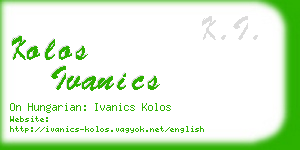 kolos ivanics business card